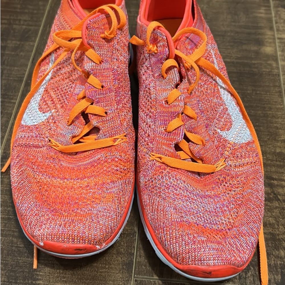 Nike Orange and White Athletic Shoes Flyknit